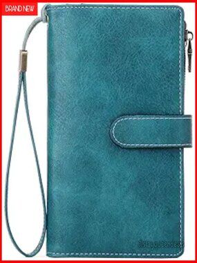 Slim RFID Blocking Bifold Wallet - 16 Card Slots, Zipper Pocket, PU Leather